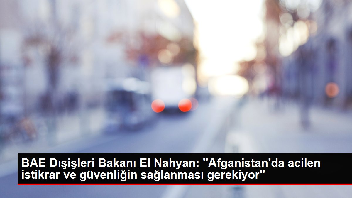 BAE Dışişleri Bakanı El Nahyan: "Afganistan'da hemen istikrar ve güvenliğin sağlanması gerekiyor"