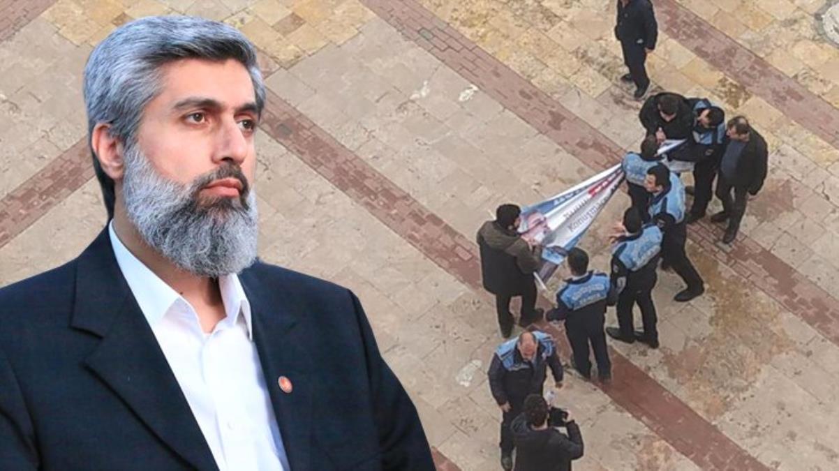 Alparslan Kuytul destekçileri Adana'dan sonra artık de Şanlıurfa'da müsaadesiz pankart asmaya çalıştı