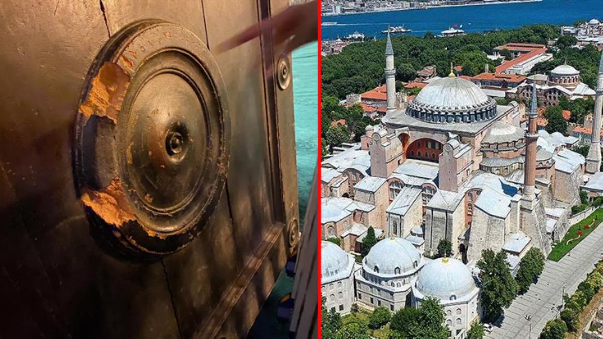 Ayasofya'nın 1400 yıllık tarihi kapısı tahrip edildi