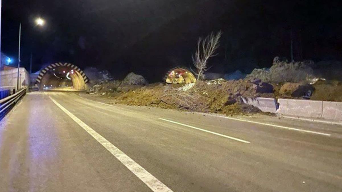 Bolu Dağı Tüneli'nin Düzce girişinde heyelan meydana geldi, yol trafiğe kapatıldı