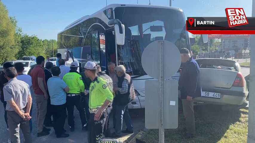 Batın’da yolcu otobüsü otomobille çarpıştı