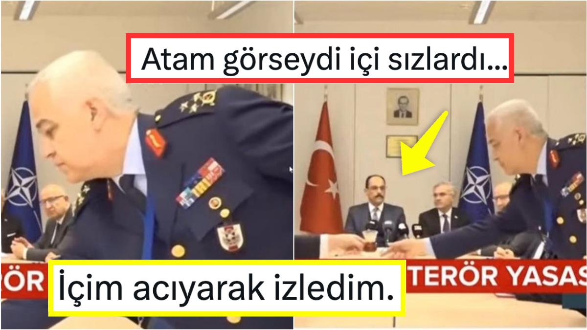 NATO'da TSK'yı Temsil Eden Korgeneral Göksel Kahya'nın Boş Çay Bardaklarını Toplaması Gündem Oldu!