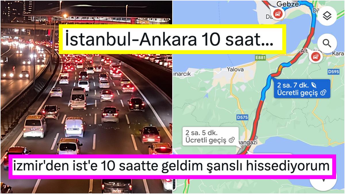 Bayram Dönüşü Trafik Felç Oldu! Saatlerini Trafikte Harcayanlar Toplumsal Medyada İsyan Etti