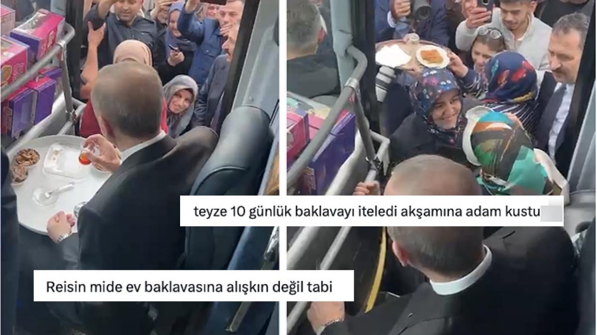 Erdoğan Rahatsızlanınca Vatandaşların İkram Baklavalarından Yediği İmgeler "Acaba Zehirlendi mi?" Dedirtti