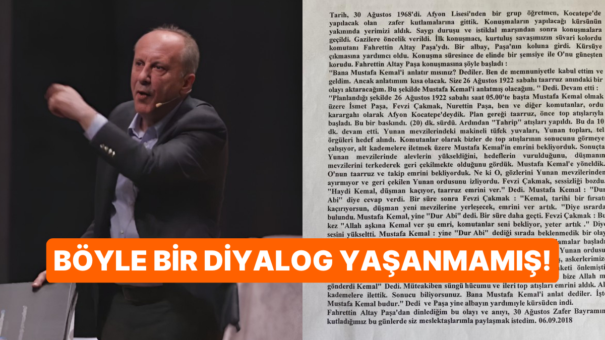 Muharrem İnce'nin Oğuzhan Uğur'un Programında Anlattığı Atatürk Öyküsünün Kurgu Olduğu Ortaya Çıktı!