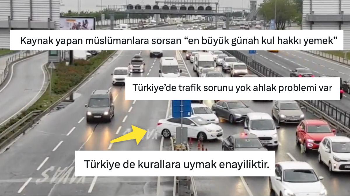 Ah-lak-sız-lık! Trafikte Makas Atıp Şeride Kaynak Yapan Kurnaz Şoförlere Gelen Birbirinden Sert Reaksiyonlar