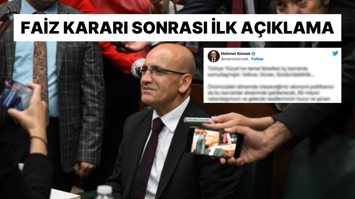 Faiz Artışı Sonrası Mehmet Şimşek'ten Birinci Açıklama Geldi