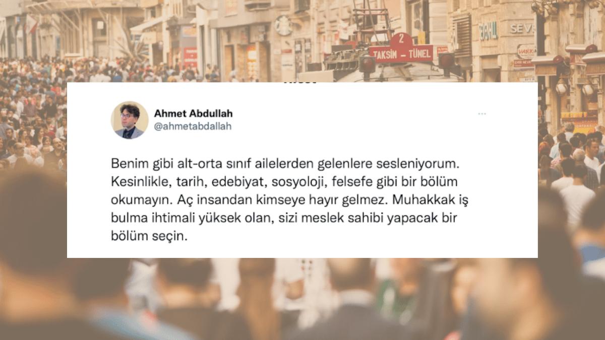 Orta Sınıf Ailelerden Gelenlerin Meslek Öğrenmesi Gerektiğini Savunan Kullanıcı ve Gelen Yorumlar