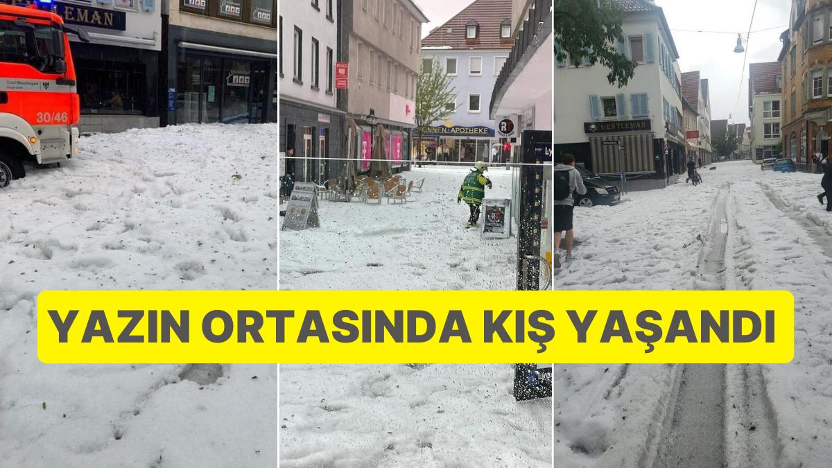 Ağustosta Şaşırtan Görünüm: Almanya'da Tesirli Olan Dolu Nedeniyle Yollar Beyaza Büründü